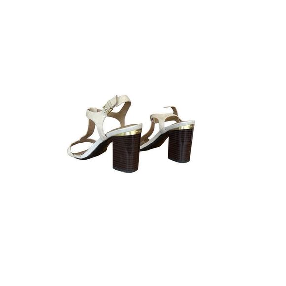 Calvin Klein Womens Cream Leather Open Toe T Strap Block Heel Sandal Size 40 - Picture 5 of 8